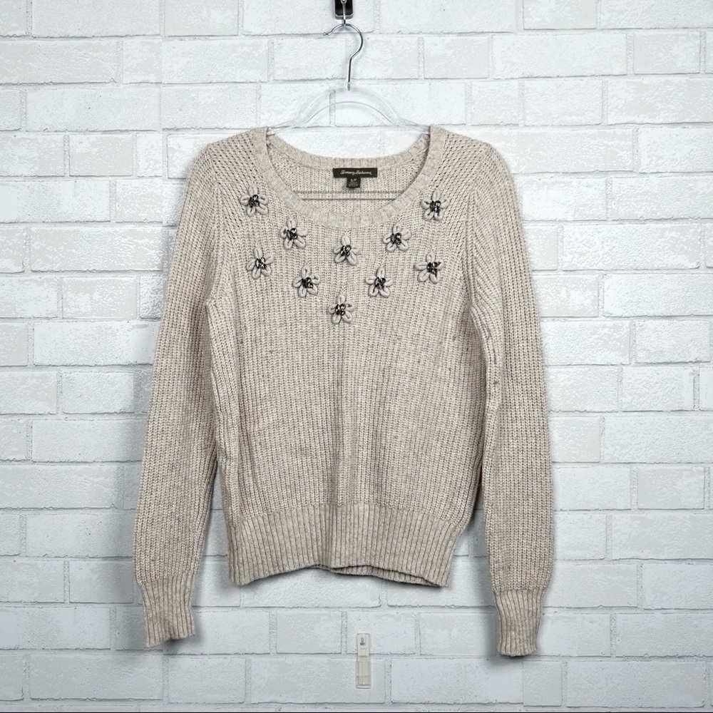 Tommy Bahama Embellished Cotton Blend Knit Sweater
